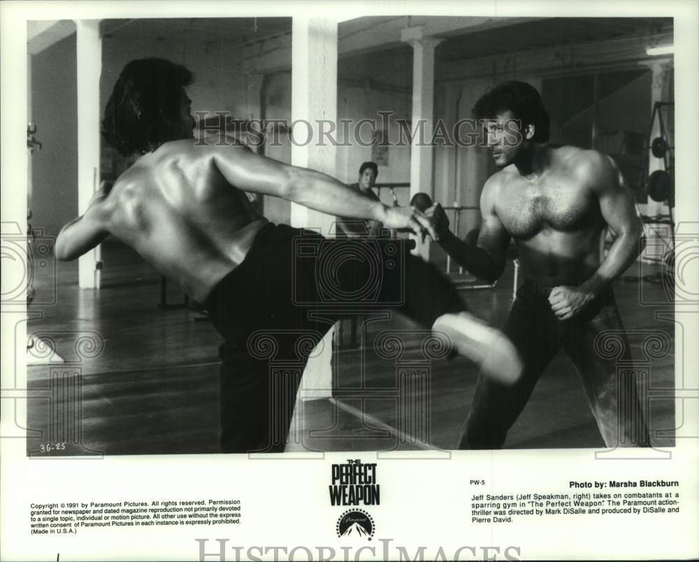 1991 Press Photo "The Perfect Weapon" Movie Scene Starring Jeff Speakman- Historic Images