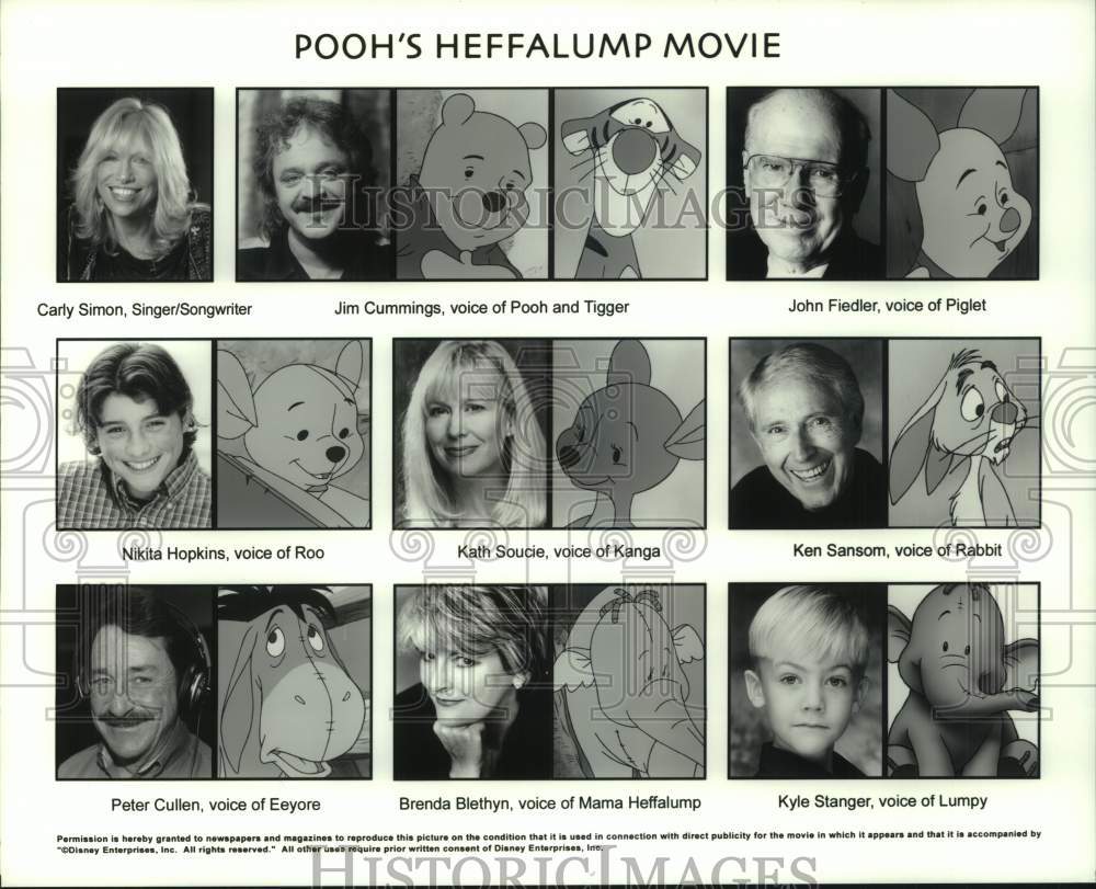 Press Photo Walt Disney&#39;s &quot;Pooh&#39;s Heffalump Movie&quot; Voice Cast - Historic Images