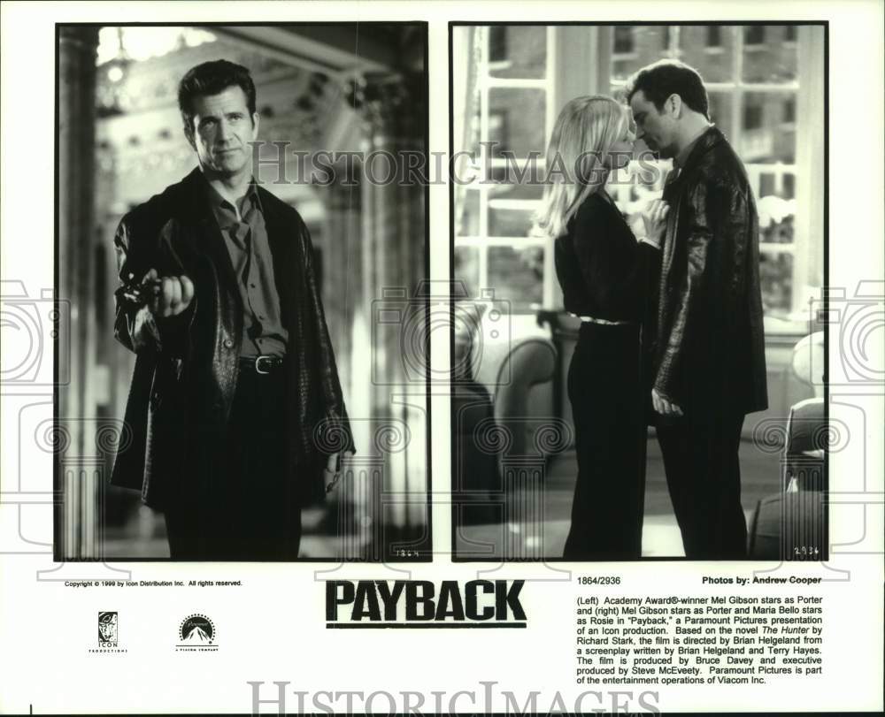 1999 Press Photo "Payback" Movie Scene with Mel Gibson, Maria Bello - hcp12946- Historic Images