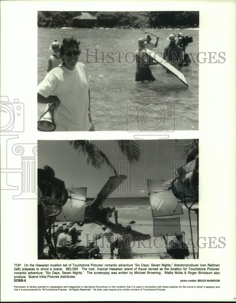 Press Photo On the Hawaiian set of "Six Days, Seven Nights" on Kauai - Historic Images