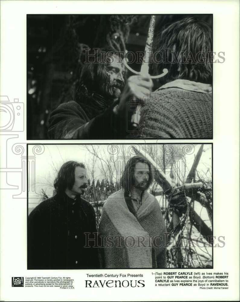 1999 Press Photo Robert Carlyle and Guy Pearce star in "Ravenous" - Historic Images