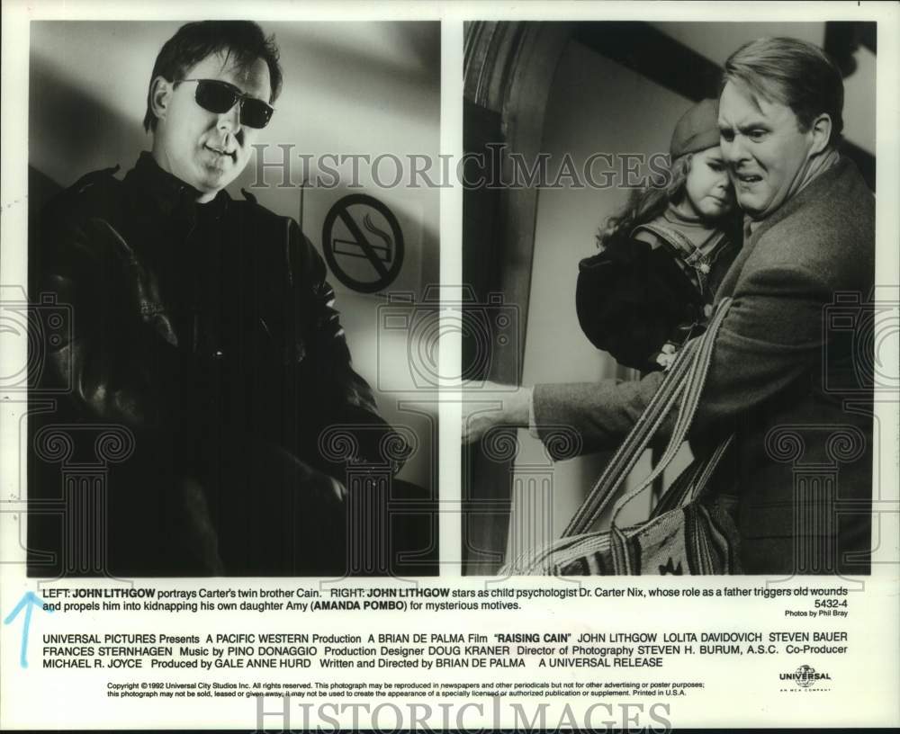 1992 Press Photo John Lithgow, Amanda Pombo Star in Scenes from &quot;Raising Cain&quot; - Historic Images