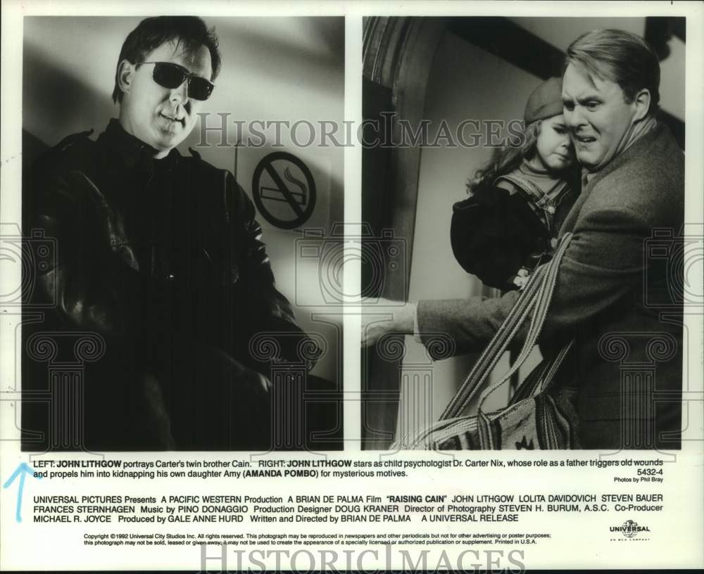 1992 Press Photo John Lithgow, Amanda Pombo Star in Scenes from "Raising Cain" - Historic Images