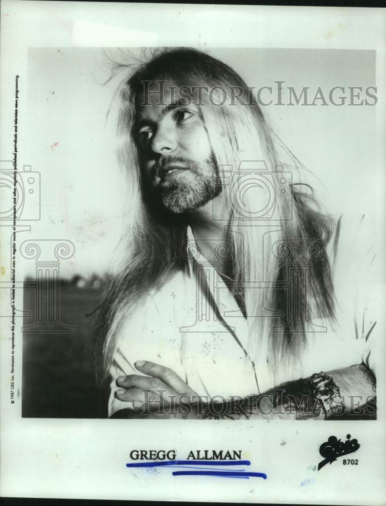 1987 Press Photo  Musician Gregg Allman - Historic Images