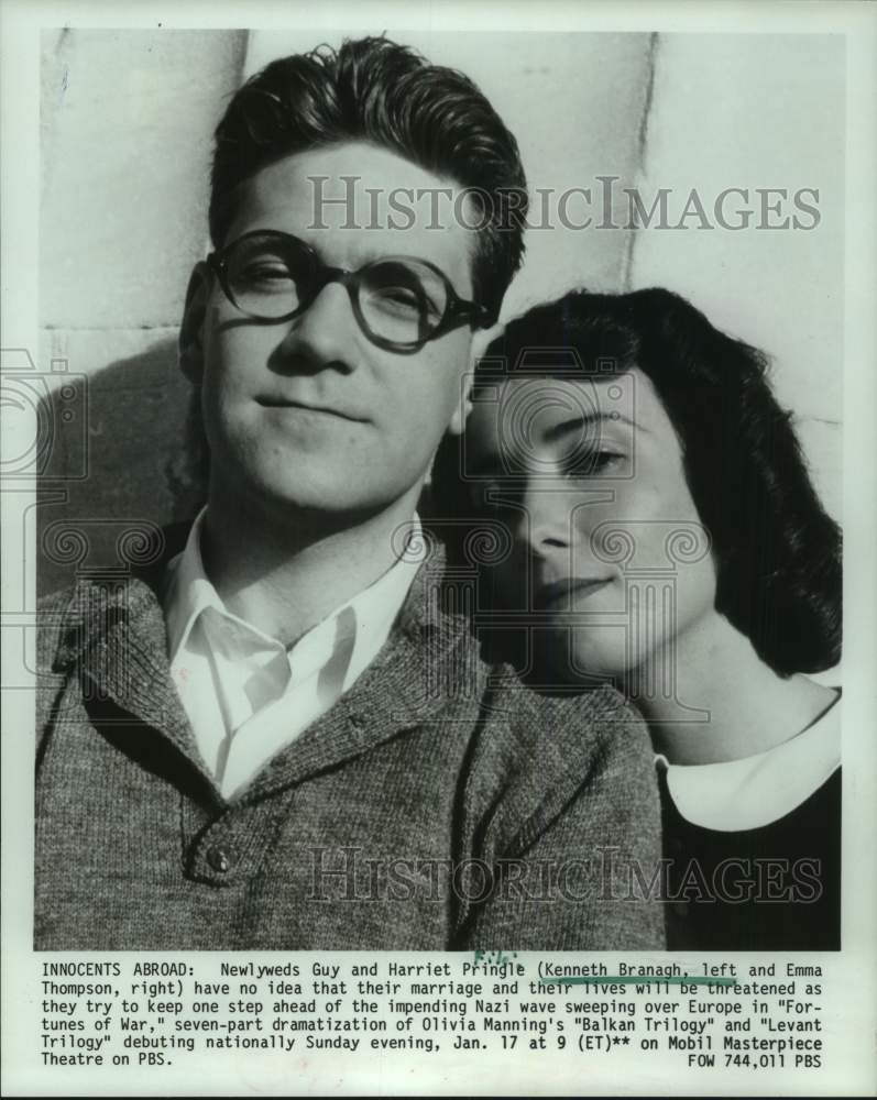 1988 Press Photo Kenneth Branagh, Emma Thompson in "Fortunes of War" PBS - Historic Images