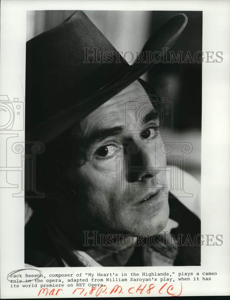 1970 Press Photo Composer Jack Beeson in &quot;My Heart&#39;s in the Highlands&quot; Play - Historic Images