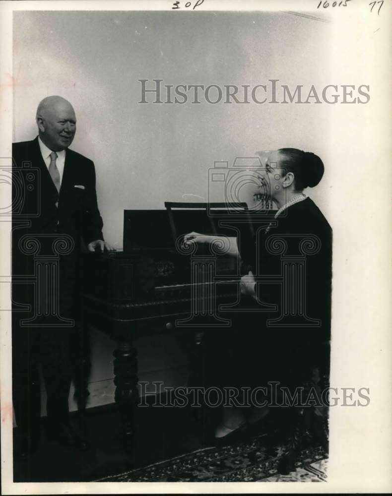 1969 Pianist Gina Bachauer with Charles Bybee at Party, Houston-Historic Images