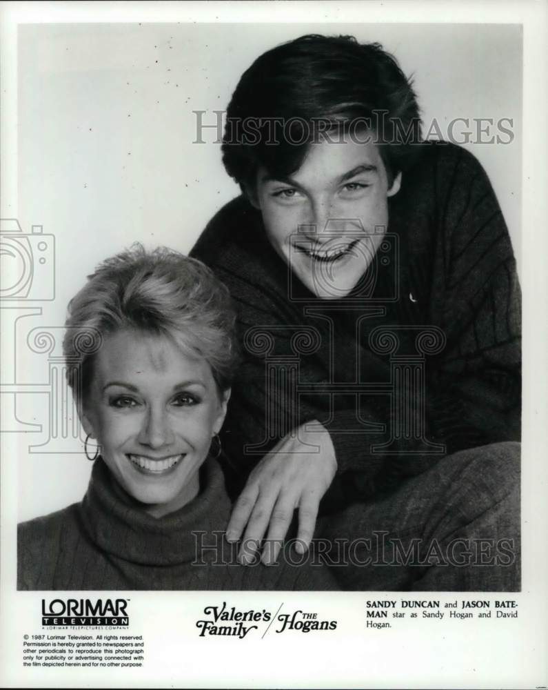 1987 Press Photo Sandy Duncan and Jason Bateman of Valerie's Family, The Hogans - Historic Images