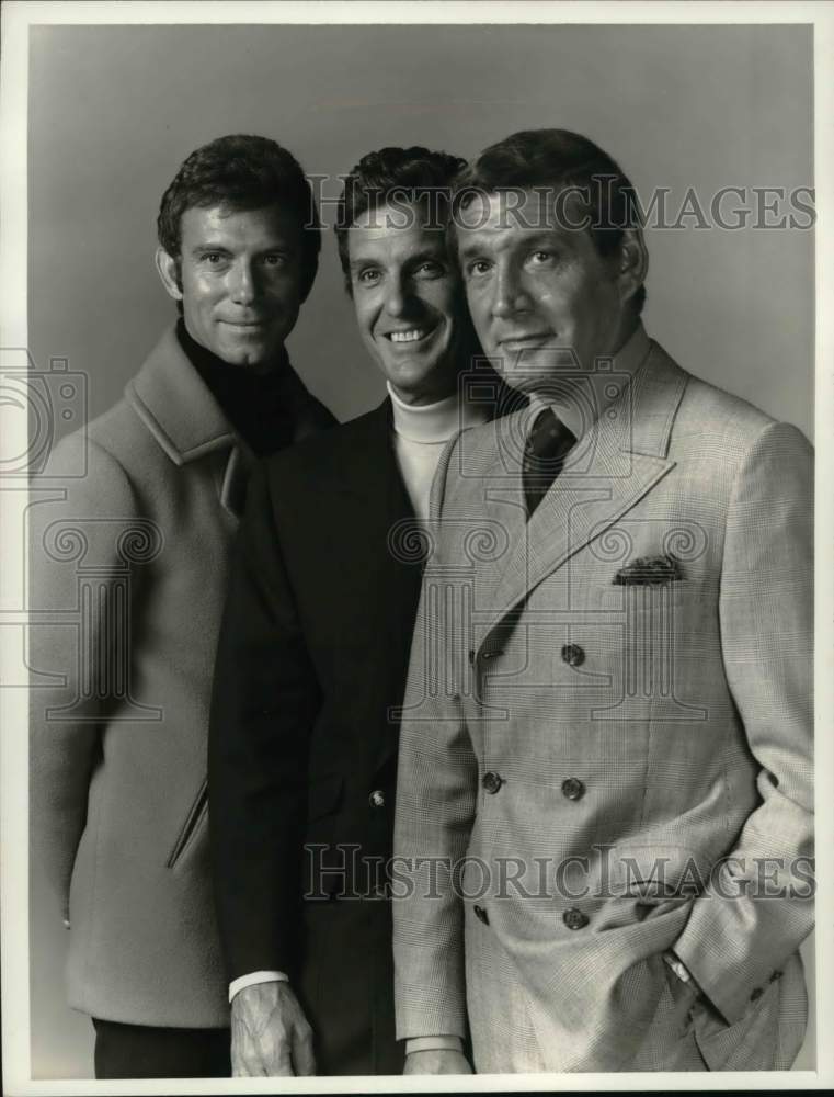 1968 Press Photo Tony Franciosa, Robert Stack, Gene Barry in "Name of the Game" - Historic Images