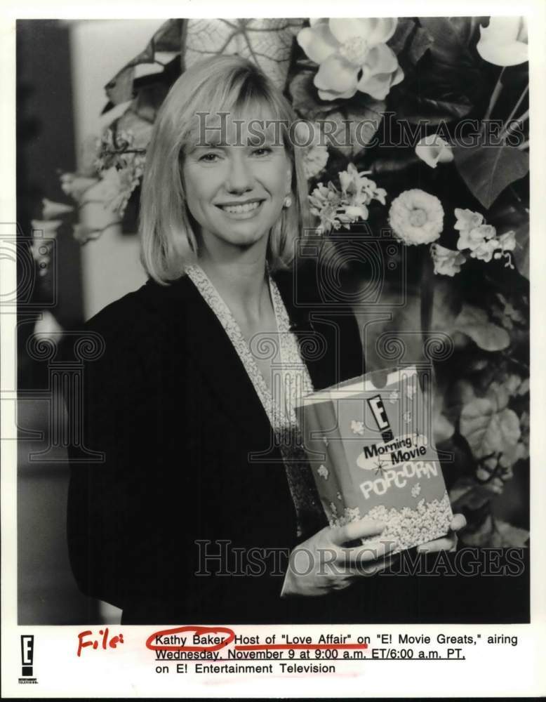 1994 Press Photo Kathy Baker, Host of "Love Affair" on "E! Movie Greats". - Historic Images