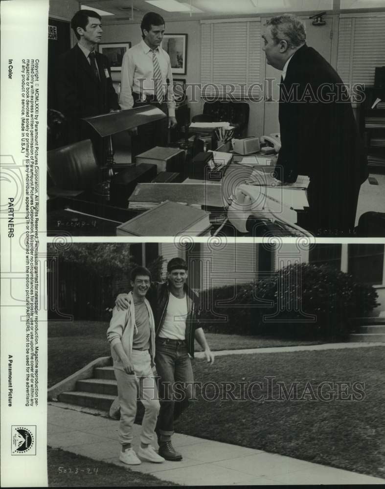 1981 Press Photo Kenneth McMillan and Ryan O'Neal star in "Partners" - Historic Images