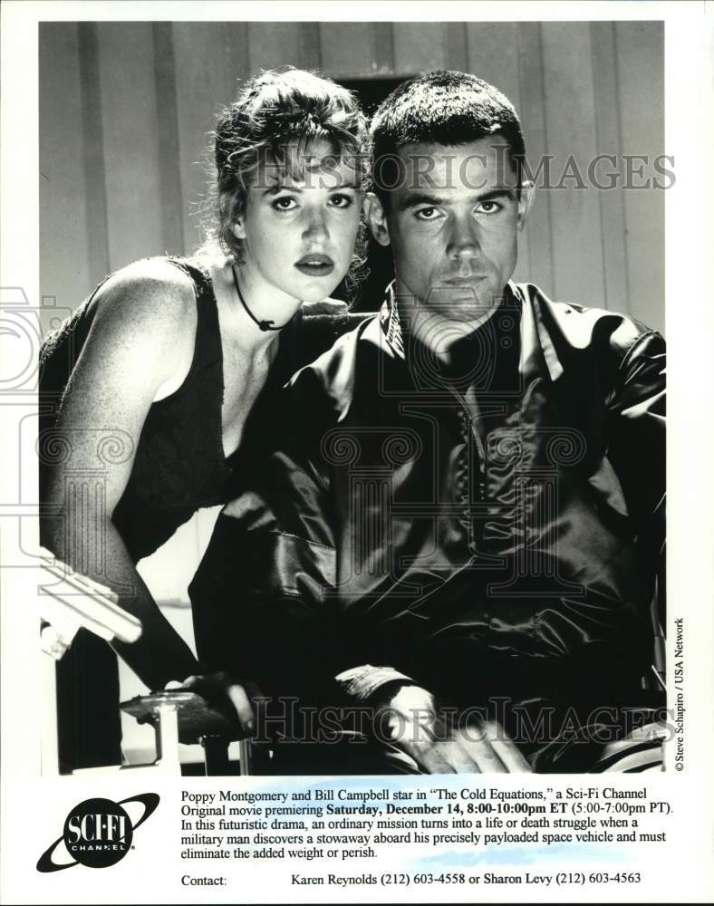 1996 Press Photo Bill Campbell and Poppy Montgomery star in "The Cold Equations" - Historic Images
