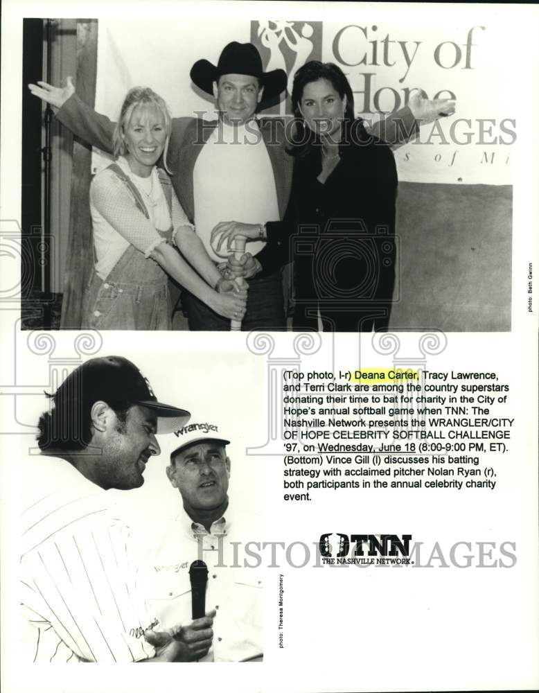 1997 Press Photo TNN "Wrangler / City of Hope Celebrity Softball Challenge '97" - Historic Images