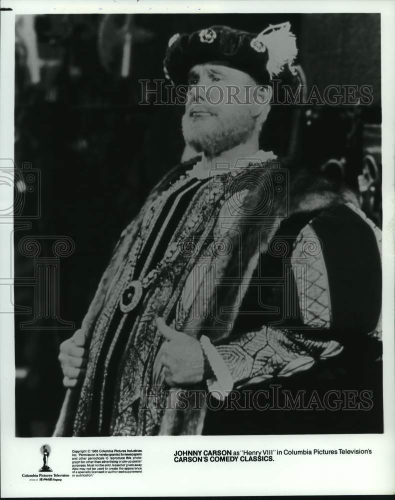 1985 Press Photo Johnny Carson as "Henry VIII" in "Carson's Comedy Classics" - Historic Images