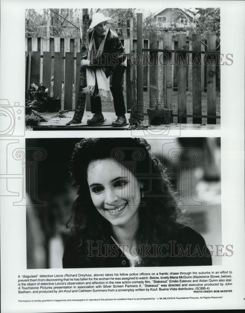 1977 Press Photo Richard Dreyfuss, Madeleine Stowe in &quot;Stakeout&quot; Movie - Historic Images