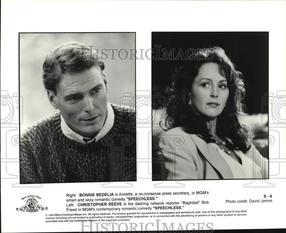 1994 Press Photo Bonnie Bedelia and Christopher Reeve act in &quot;Speechless&quot; - Historic Images