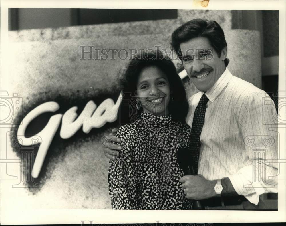 1988 Press Photo Contest Winner Terry Bazile with Geraldo Rivera on &quot;Geraldo&quot; - Historic Images