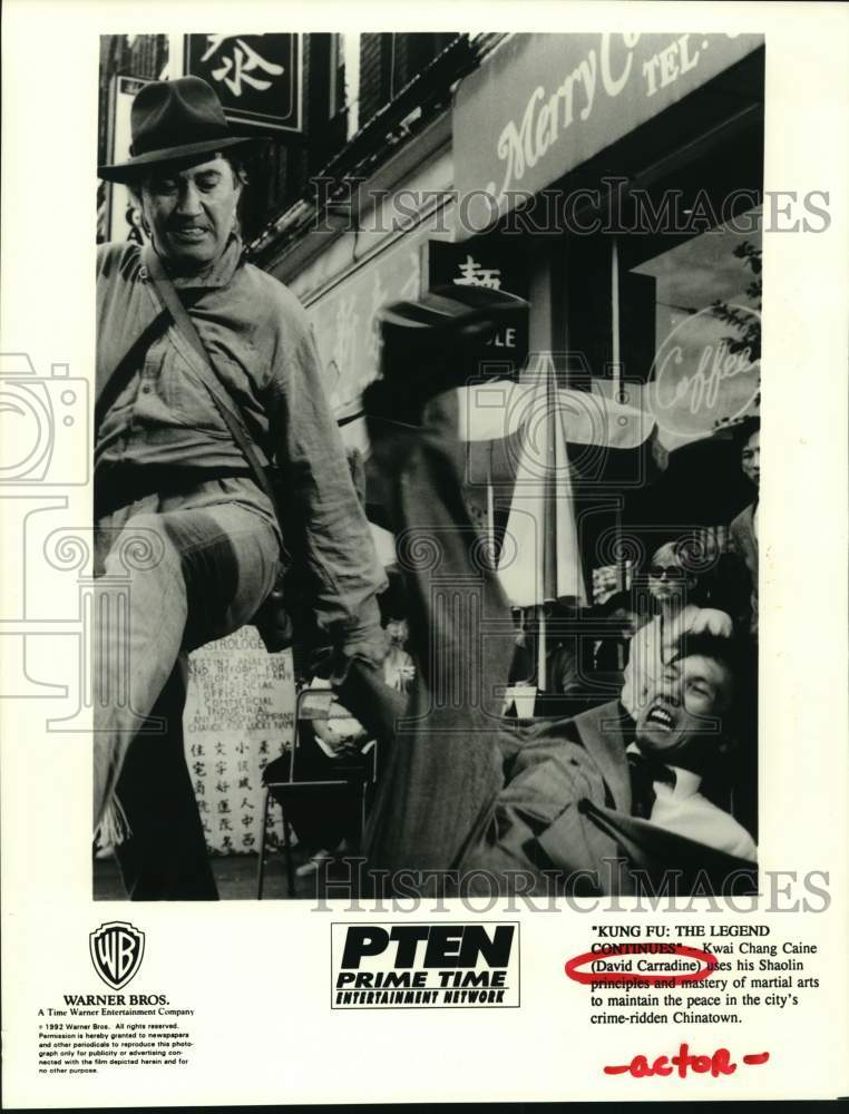 1992 Press Photo Actor David Carradine in "Kung Fu: The Legend Continues" Movie - Historic Images
