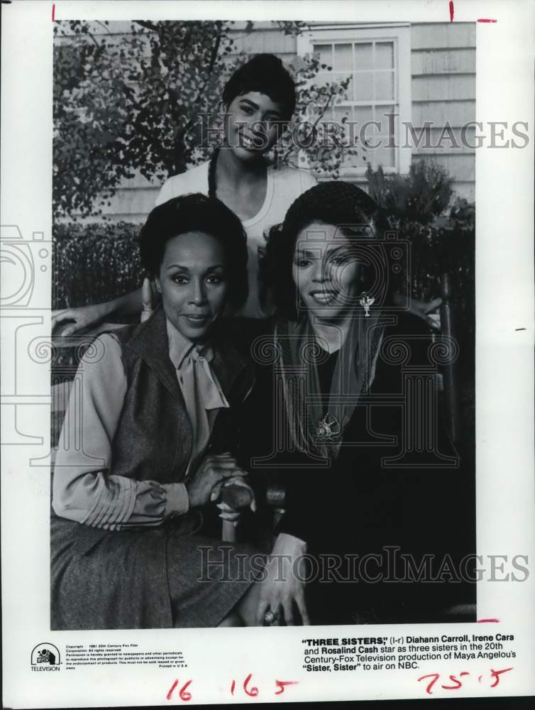1981 Press Photo Diahann Carroll, Irene Cara, Rosalind Cash in "Sister, Sister" - Historic Images