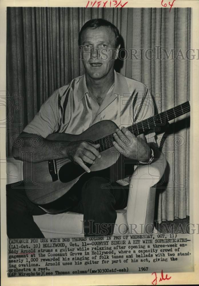 1967 Press Photo Eddy Arnold After Opening at Cocoanut Grove, Hollywood - Historic Images