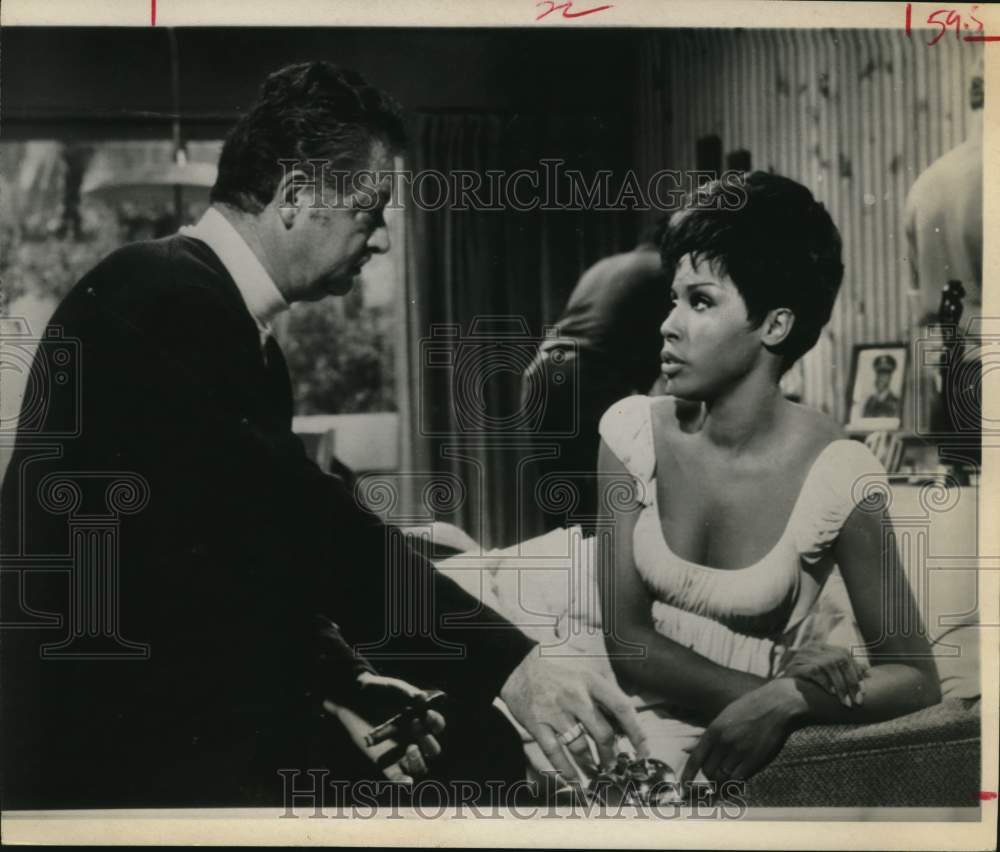 1968 Producer Hal Kanter and actress Diahann Carroll on set-Historic Images