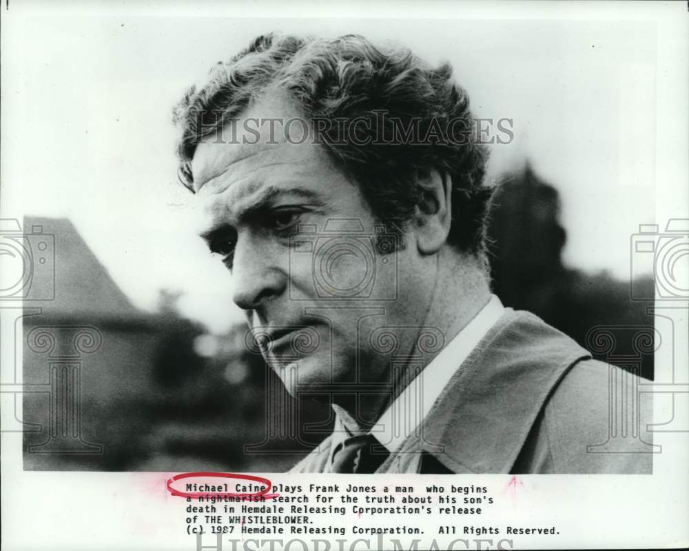 1987 Press Photo Actor Michael Caine in "The Whistleblower" - Historic Images