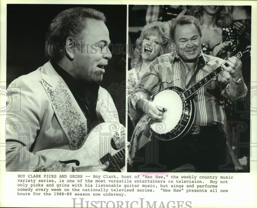 1988 Roy Clark hosts "Hee Haw" country music variety series - Historic Images