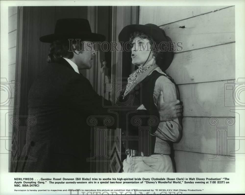 1980 Press Photo Bill Bixby and Susan Clark act in "The Apple Dumpling Gang" - Historic Images