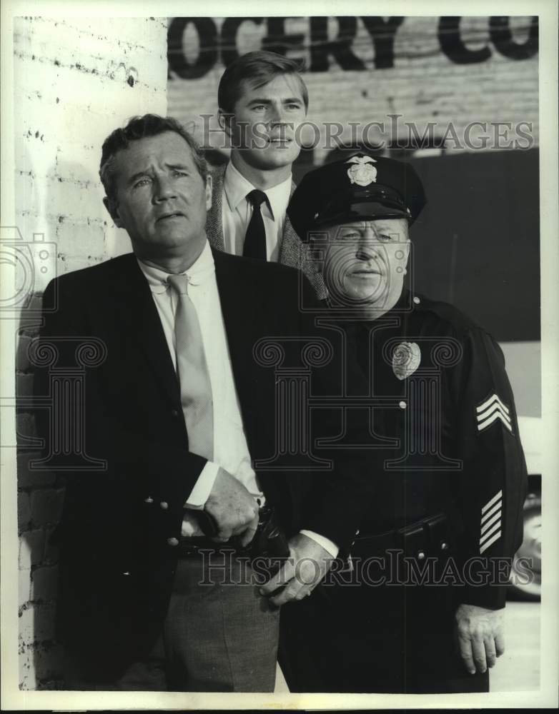 1967 Press Photo Dennis Cole, Howard Duff, Ben Alexander on &quot;The Felony Squad&quot; - Historic Images