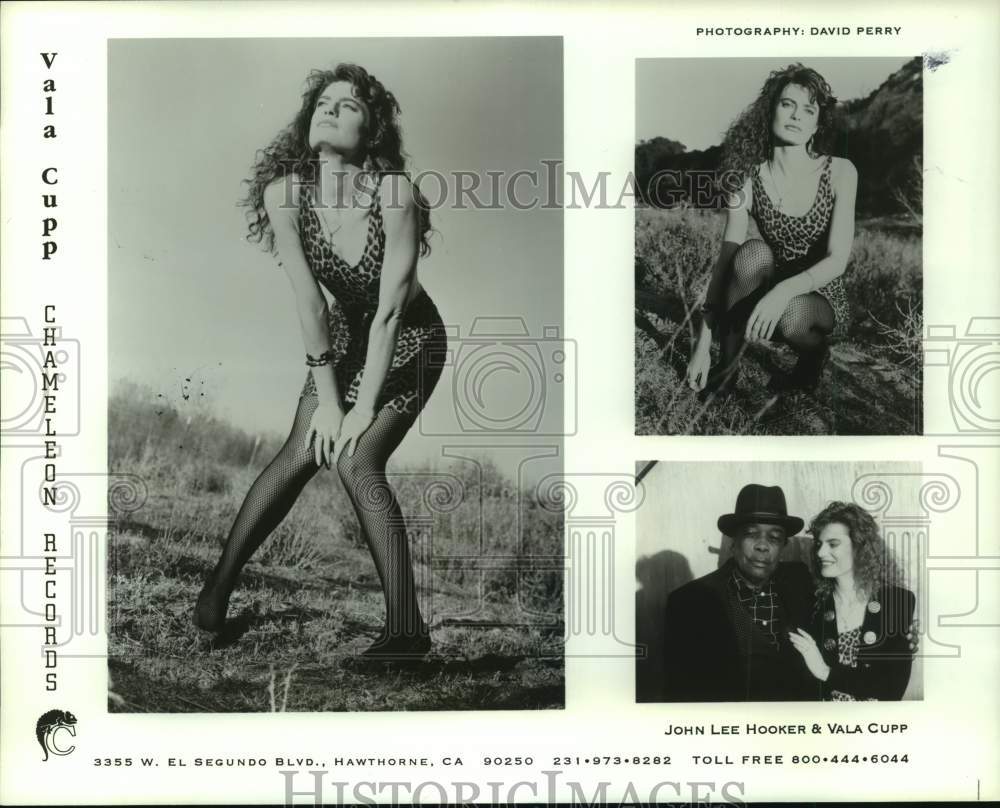 1992 Press Photo Entertainer Vala Cupp &amp; Vala Cupp with John Lee Hooker - Historic Images