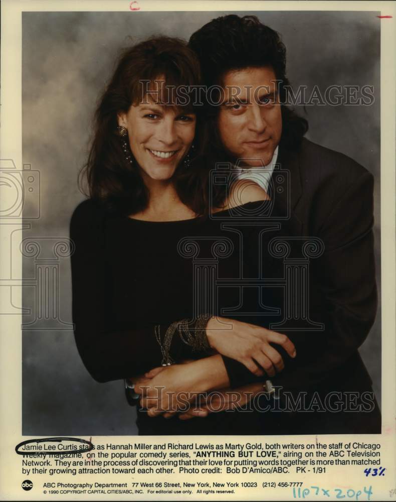 1990 Press Photo Jamie Lee Curtis and Richard Lewis in &quot;Anything But Love&quot; - Historic Images