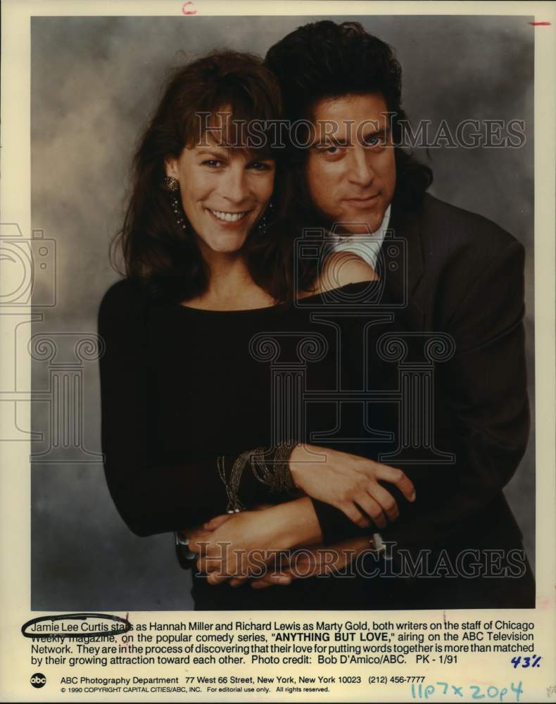 1990 Press Photo Jamie Lee Curtis and Richard Lewis in "Anything But Love" - Historic Images