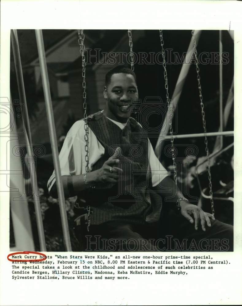 1995 Press Photo Entertainer Mark Curry hosts &quot;When Stars Were Kids&quot; - Historic Images