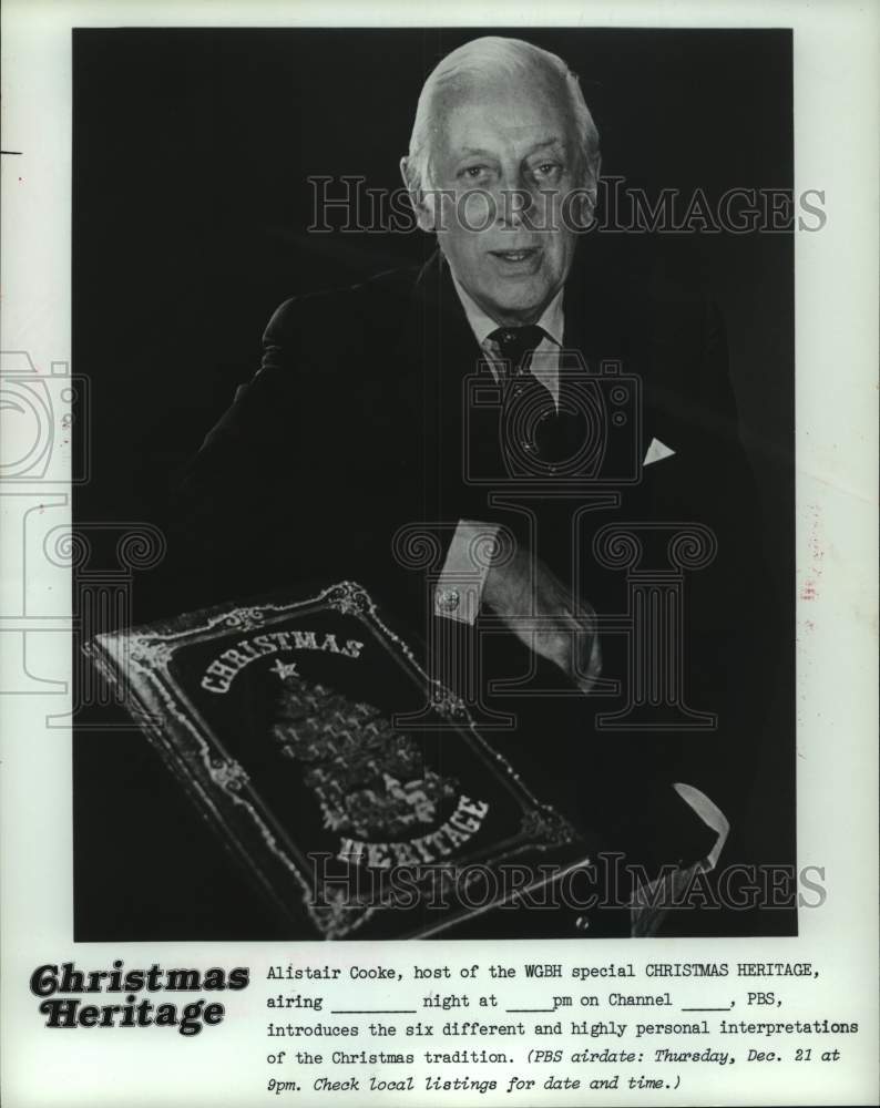 1978 Press Photo Alistair Cooke, host of Christmas Heritage television special - Historic Images