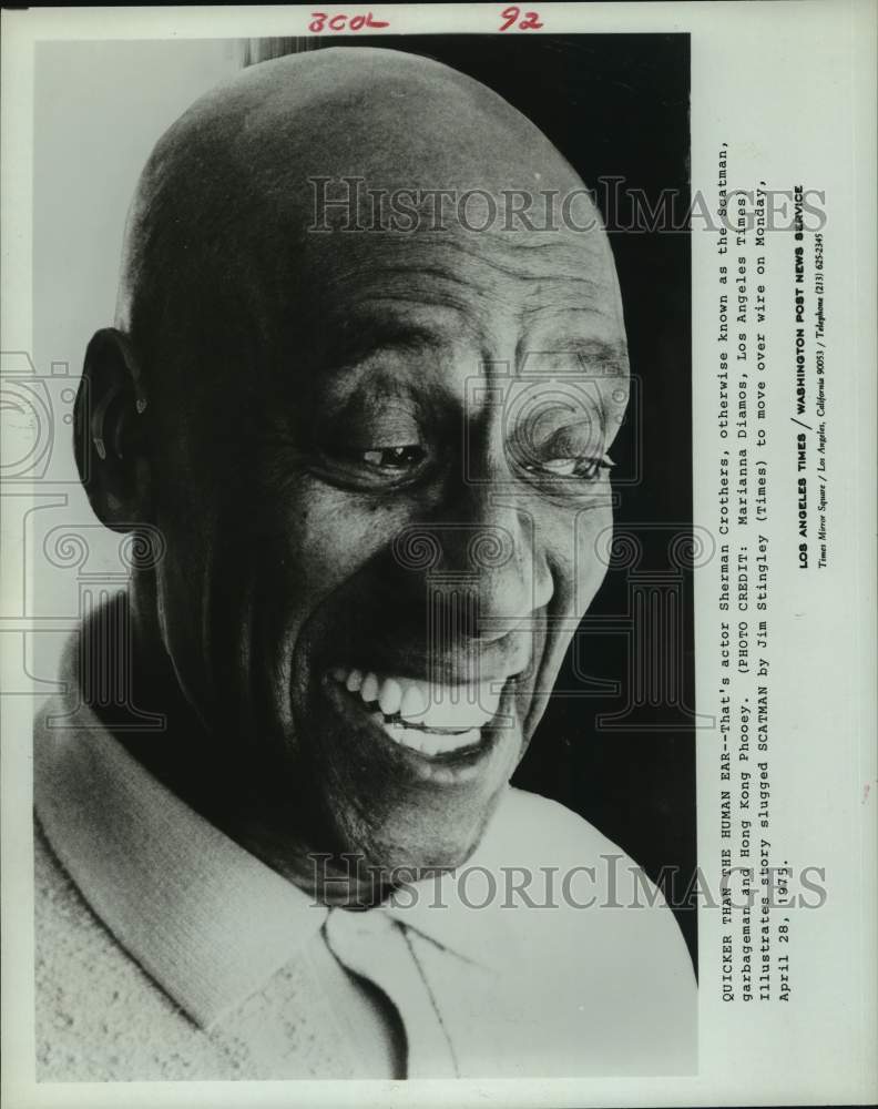 1975 Press Photo Actor Sherman "Scatman" Crothers - Historic Images