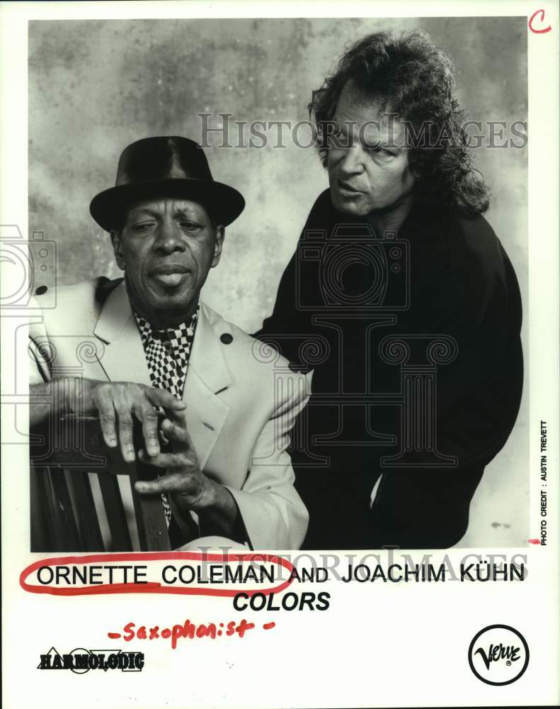 1997 Press Photo Saxophonist Ornette Coleman and Joachim Kuhn, "Colors" - Historic Images