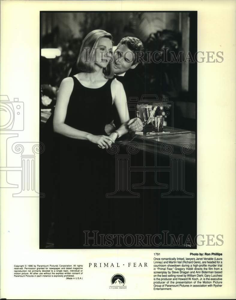 1996 Press Photo Laura Linney and Richard Gere in "Primal Fear" - Historic Images