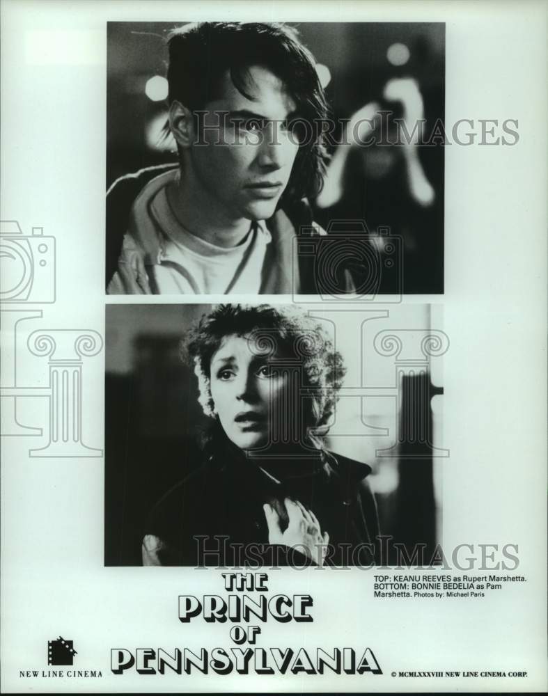 1988 Press Photo Keanu Reeves, Bonnie Bedelia in &quot;The Prince of Pennsylvania&quot; - Historic Images