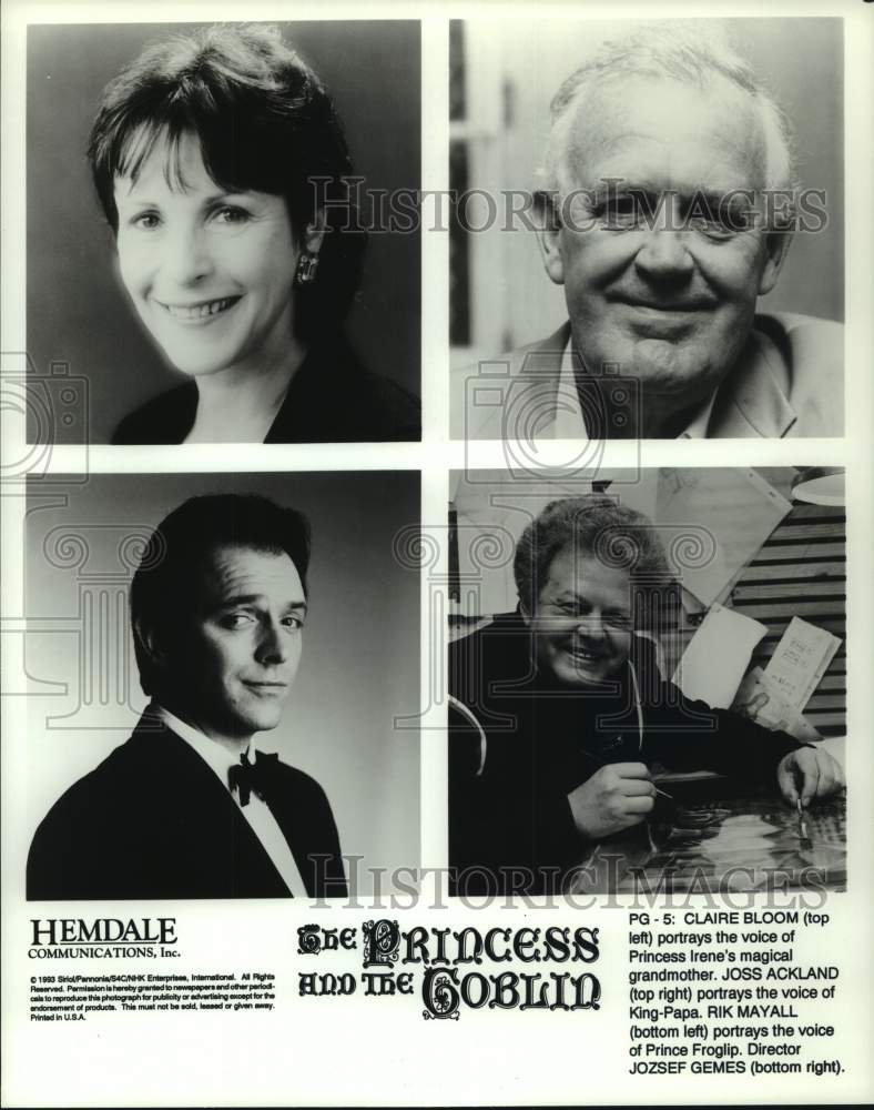 1993 Press Photo Actors Claire Bloom, Joss Ackland, Rick Mayall, & Jozsef Gemes - Historic Images