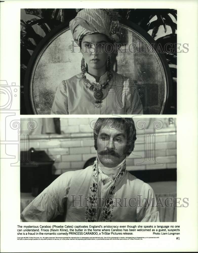 1994 Press Photo Phoebe Cates and Kevin Kline act in Princess Caraboo - Historic Images