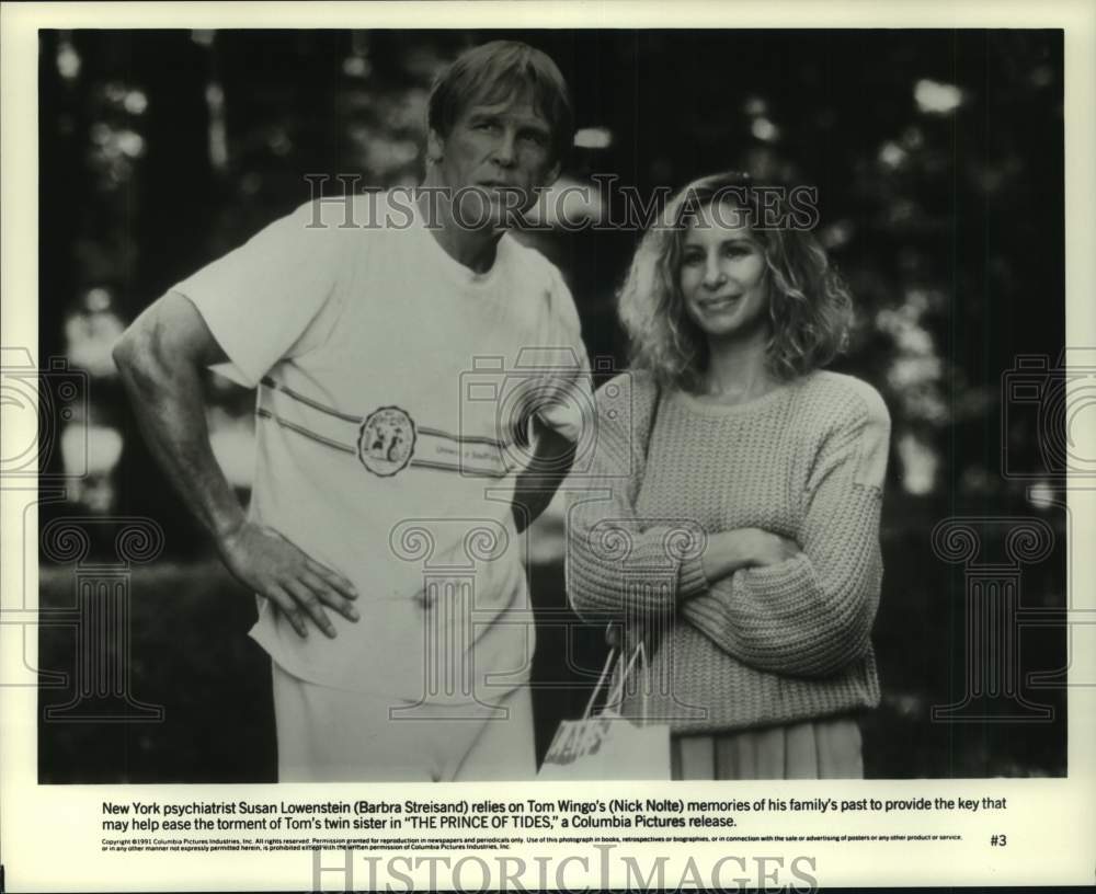 1991 Press Photo Barbra Streisand and Nick Nolte act in "The Prince of Tides" - Historic Images