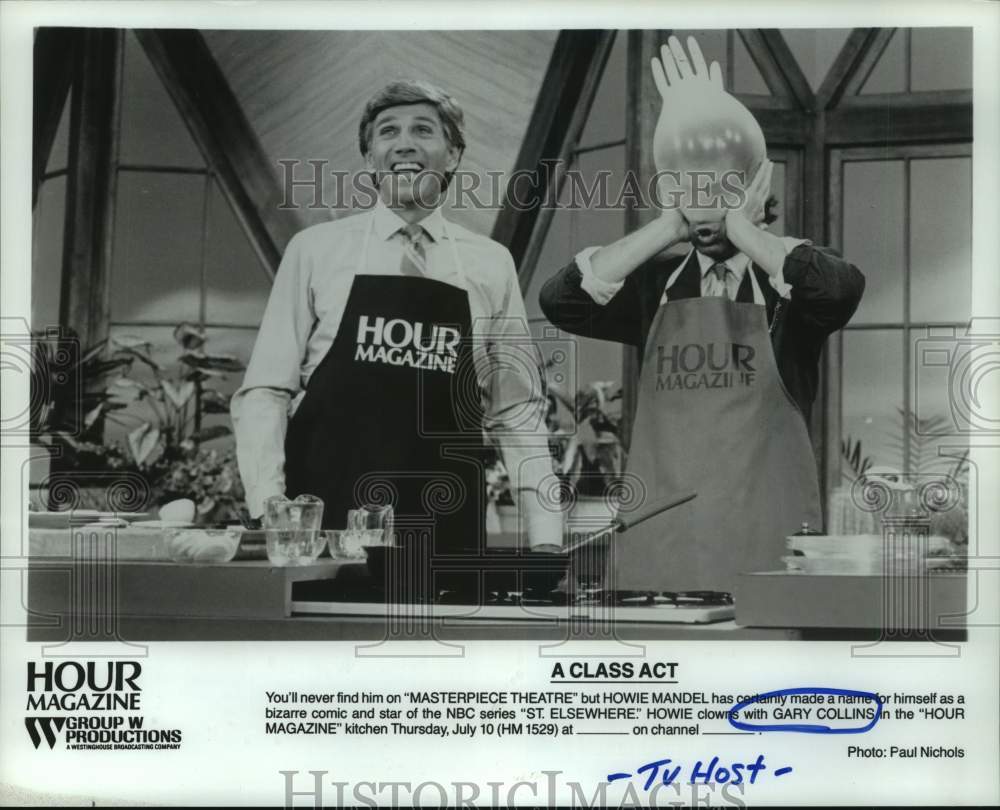 1986 Press Photo Howie Mandel and Gary Collins on "Hour Magazine" - Historic Images