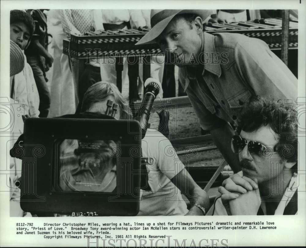 1981 Director Christopher Miles on set of "Priest of Love" - Historic Images