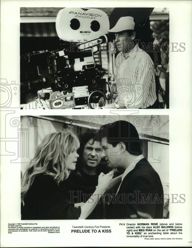 1992 Press Photo Director Norman Rene & Stars on Set "Prelude to a Kiss" - Historic Images