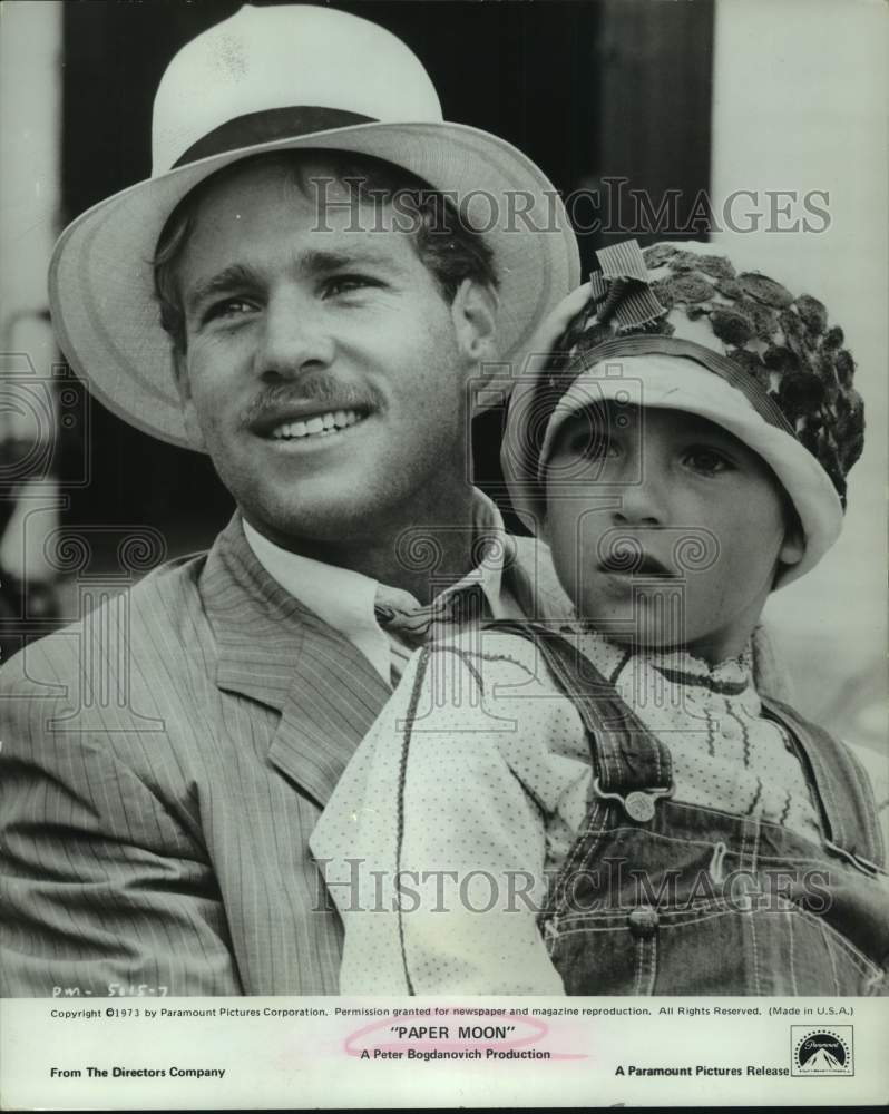 1973 Press Photo Ryan &amp; Tatum O&#39;Neal in &quot;Paper Moon&quot; - Historic Images