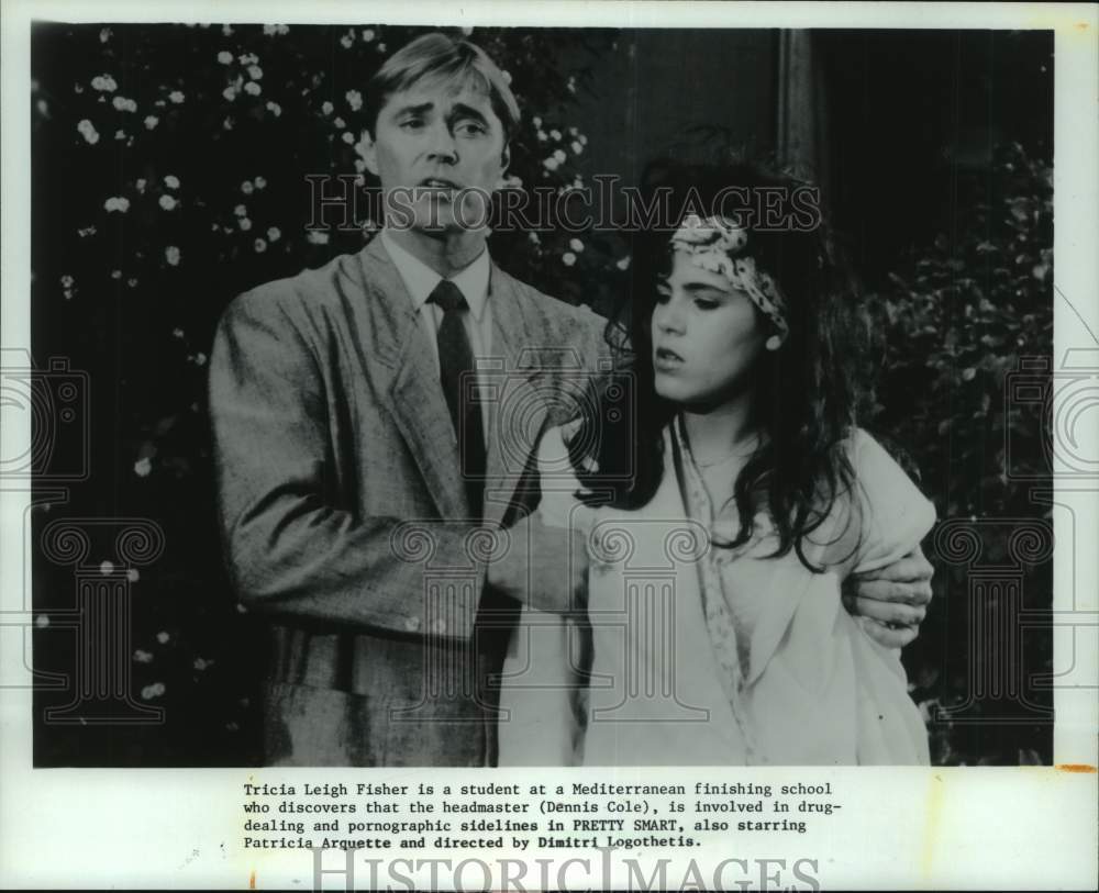 Press Photo Actors Tricia Leigh Fisher, Dennis Cole star in Pretty Smart. - Historic Images