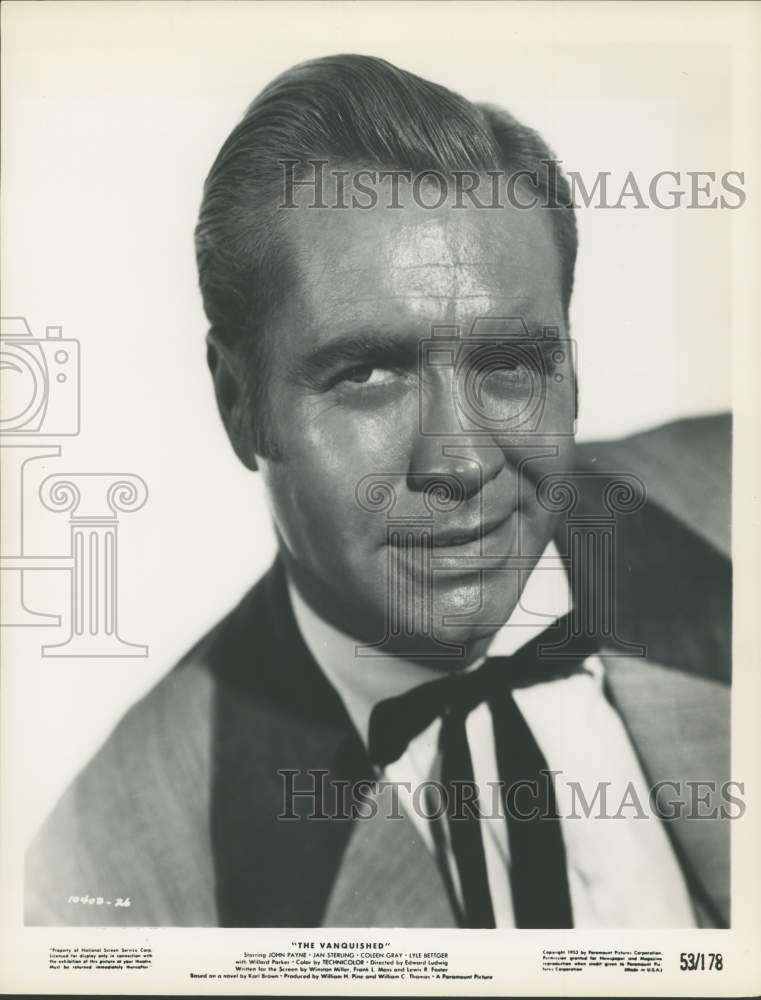 1953 Press Photo Actor Lyle Bettger acts in "The Vanquished" - Historic Images