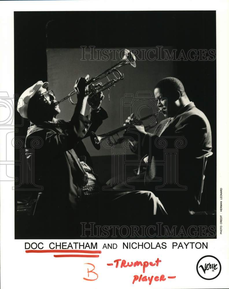 1997 Press Photo Trumpet player Doc Cheatham with Nicholas Payton - Historic Images