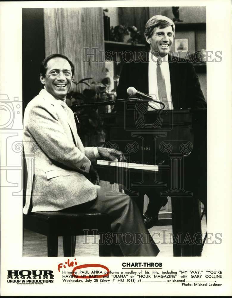 1984 Press Photo Paul Anka and Gary Collins appear on &quot;Hour Magazine&quot; - Historic Images