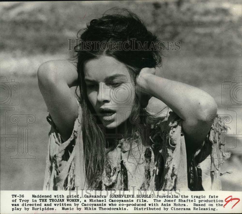 1972 Press Photo Actress Genevieve Bujold in a scene from The Trojan Women. - Historic Images